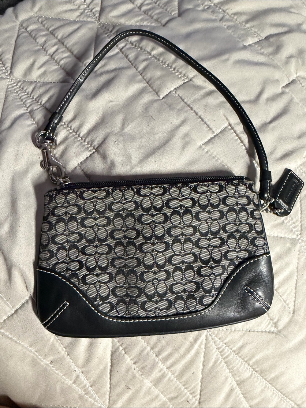 Coach Wristlet- Gray Signature Pattern